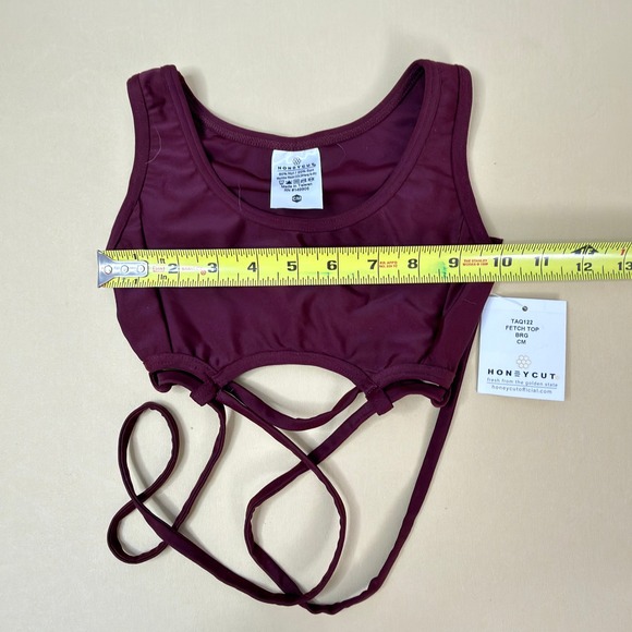 Honeycut Fetch Top Kids Size CM Burgundy NEW Dance Crop Top TAQ122 Wrap Tie - Picture 3 of 7